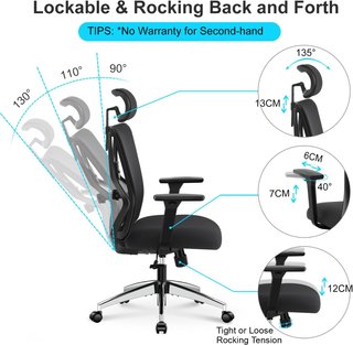 Silla de Oficina Ergonómica lumbar Premium Ticova