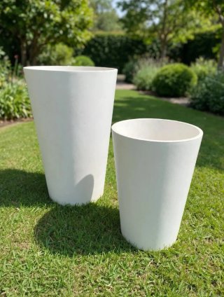 Dos maceteros de piedra blancos 2 tamaños jardín