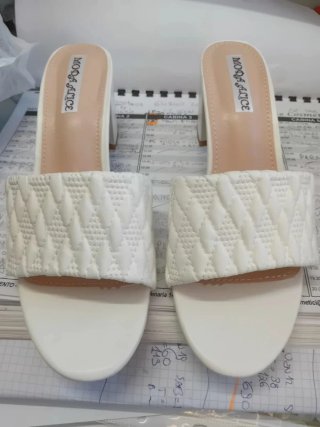 Sandali Mule in Soft Tacco Quadrato Bianco Basso