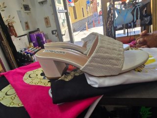 Sandali Mule in Soft Tacco Quadrato Bianco Basso