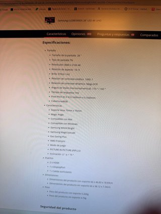 Monitor Samsung 28 Negro