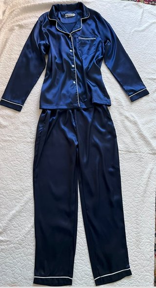 Pigiama donna blu raso