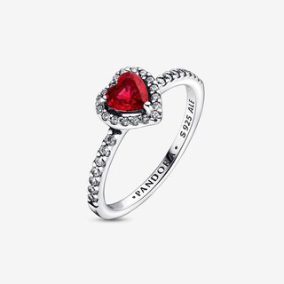 Anillo Pandora Corazón Rojo Plata