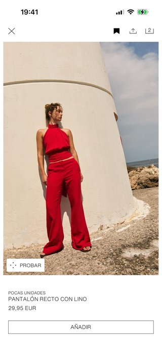 Pantalón rojo tiro bajo lino