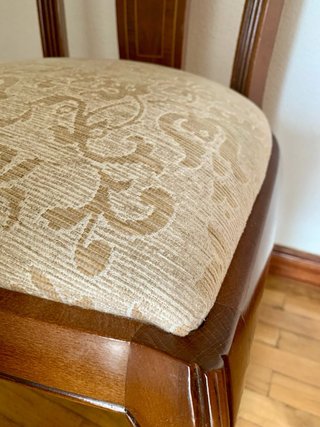 Sillas de comedor vintage madera y tela