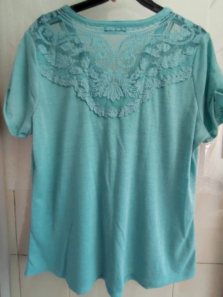 Camiseta Turquesa Encaje Talla L