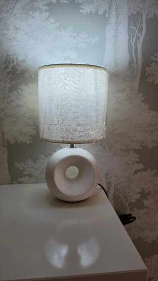 2 Lámparas Mesita Noche Blancas Cerámica