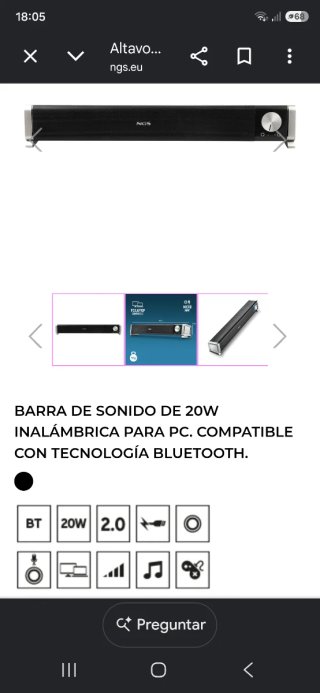 Barra de Sonido NGS SB 500 BT