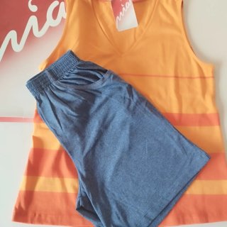 Pijama naranja verano nuevo rayas