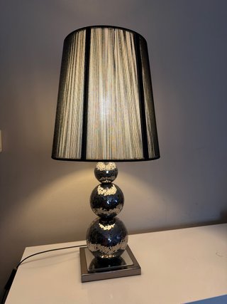 Lámpara de mesa moderna tela y cristal gran tamaño