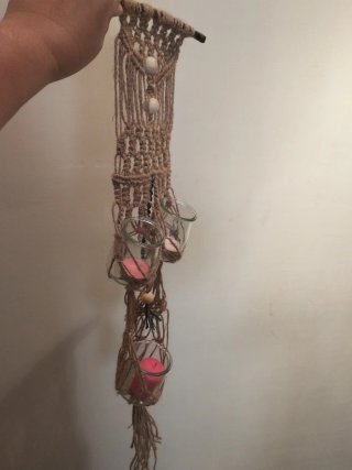Colgador Macramé Artesanal con Portavelas