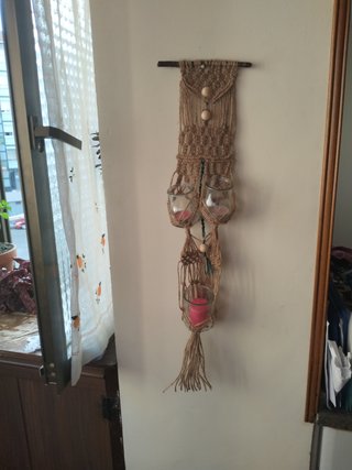Colgador Macramé Artesanal con Portavelas