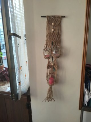 Colgador Macramé Artesanal con Portavelas