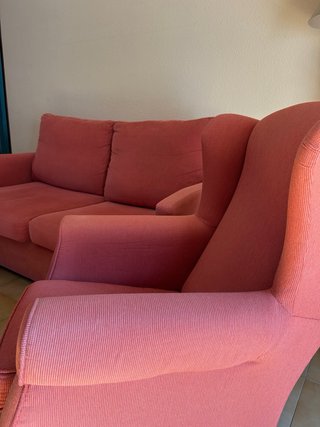Conjunto sofá cama y sillones rojo