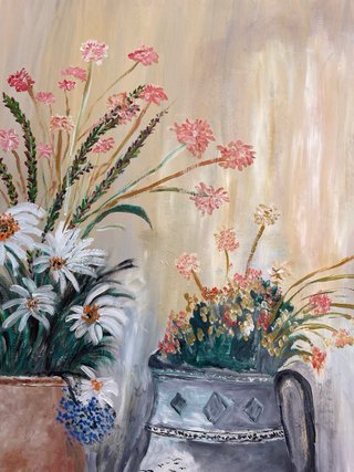 Óleo sobre lienzo “Dos cántaros llenos de flores”