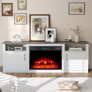 Mueble de TV con Chimenea Eléctrica rgb 157x56cm