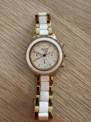 Reloj DKNY Cerámica Dorado y Blanco