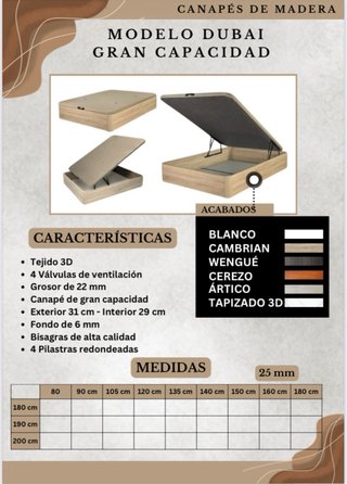 Cama abatible con gran capacidad de almacenamiento