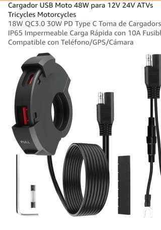 Cargador USB Moto 12V/24V QC3.0