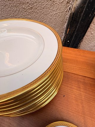 Vajilla Limoges Porcelana Dorada