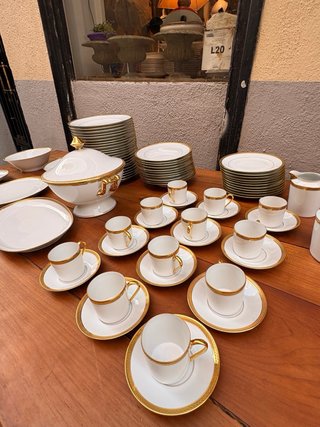 Vajilla Limoges Porcelana Dorada