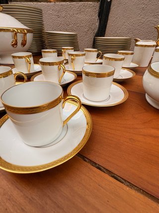 Vajilla Limoges Porcelana Dorada