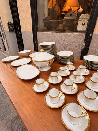 Vajilla Limoges Porcelana Dorada