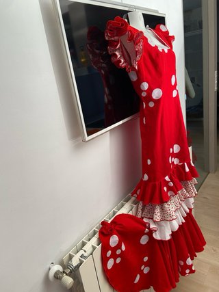 226 Flamenco Rojo Lunares Blanco Talla Única