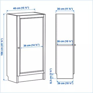 Librería Ikea BILLY con puerta OXBERG 40x30x106 cm