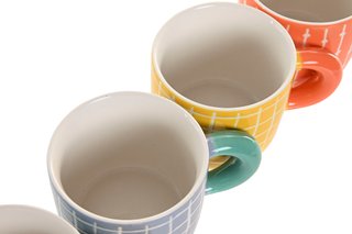 Set 4 Tazas Porcelana Diseño Geométrico New Bone