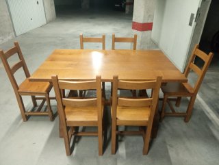 Mesa y 6 sillas roble macizo
