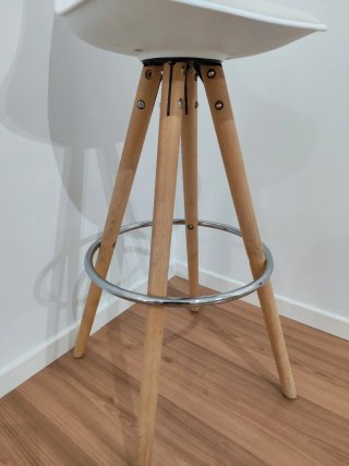 Taburete Alto Blanco y Madera pack de 2