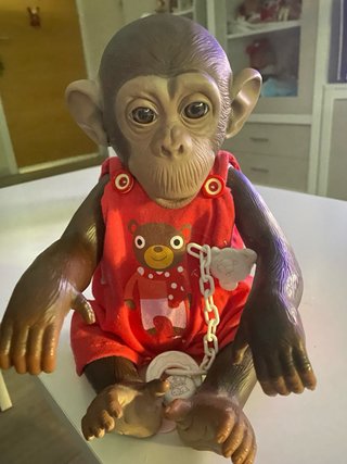Precioso monito con ropa de oso y pañal