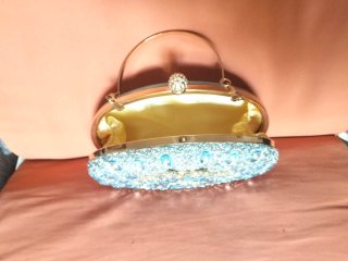 Cartera de fiesta pedrería azul y plata