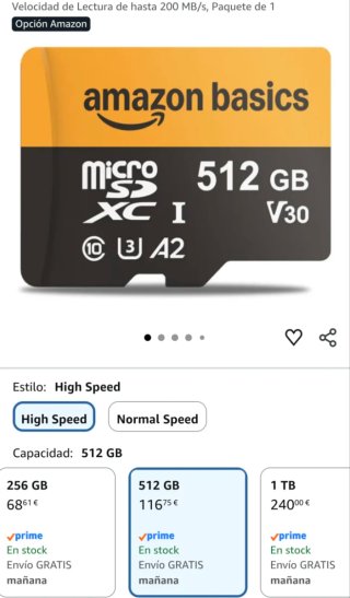 Tarjeta MicroSDXC Amazon 512GB