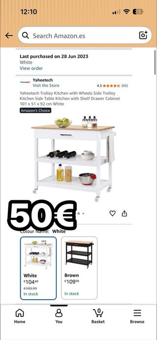 Isla de cocina Yaheetech con ruedas