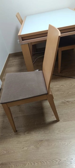 4 Sillas Comedor Madera y Tela