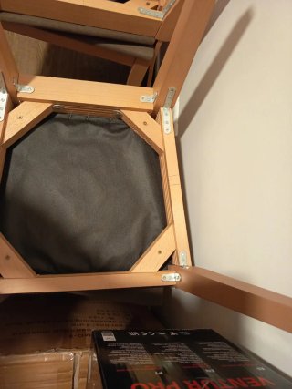 4 Sillas Comedor Madera y Tela