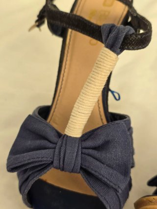 Sandalias Blanco Talla 36 Azul Marino