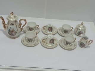 Juego Café/Té Vintage Porcelana y Oro 640513926