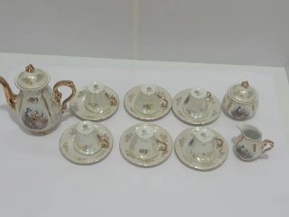 Juego Café/Té Vintage Porcelana y Oro 640513926