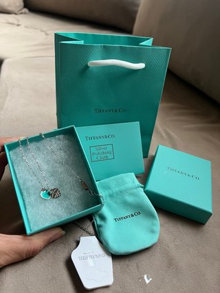 Collar Doble Corazón tipo Tiffany & Co. Turquesa