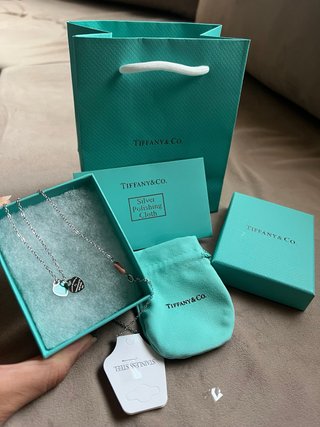 Collar Doble Corazón tipo Tiffany & Co. Turquesa