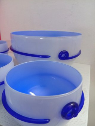 Set 5 Insalatiere Vintage Vetro Blu