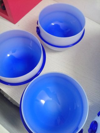 Set 5 Insalatiere Vintage Vetro Blu