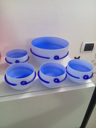 Set 5 Insalatiere Vintage Vetro Blu