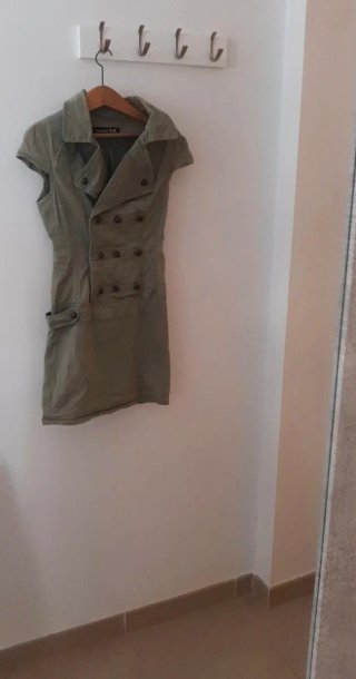 Vestido tela vaquera verde militar