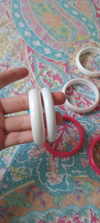 Pulseras niña flamenca blancas y rosas