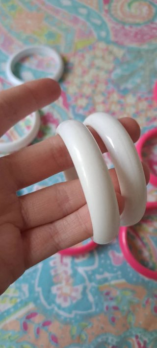 Pulseras niña flamenca blancas y rosas