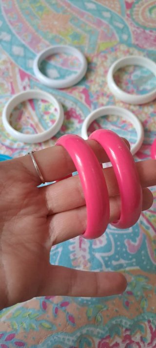 Pulseras niña flamenca blancas y rosas